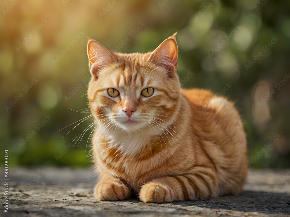 orange cat with blur background, orange cat is sitting and looking orange cat with blur background, orange cat is sitting and looking