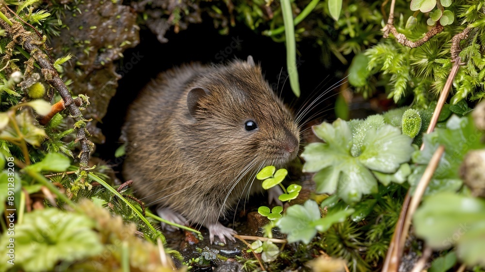 European Common Vole, Captured in a Detailed and Naturalistic Style, Showcasing the Small Rodent’s Distinctive Features and Habitat European Common Vole, Captured in a Detailed and Naturalistic Style, Showcasing the Small Rodent’s Distinctive Features and Habitat