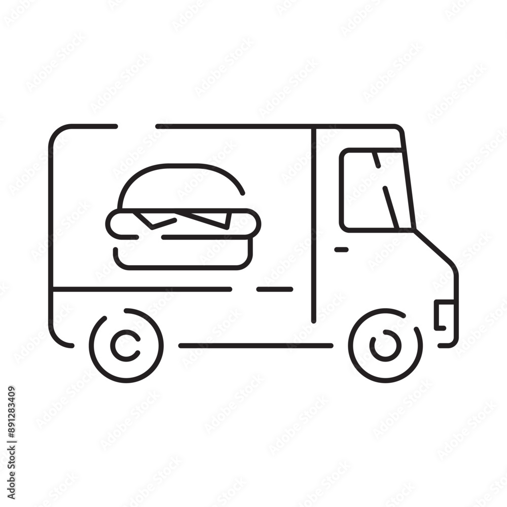 Food truck line icon. Street food element and sign Food truck line icon. Street food element and sign