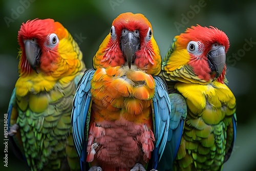 Redfan Parrot Deroptyus accipitrinus displaying its vibrant feathers in the Amazon rainforest also called Papagaiodecabeavermelha photo