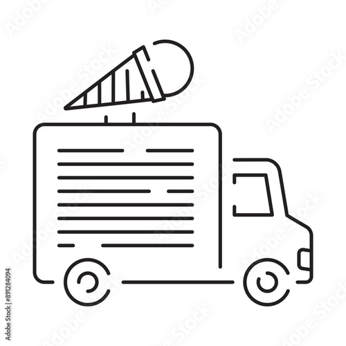 Food truck line icon. Street food element and sign