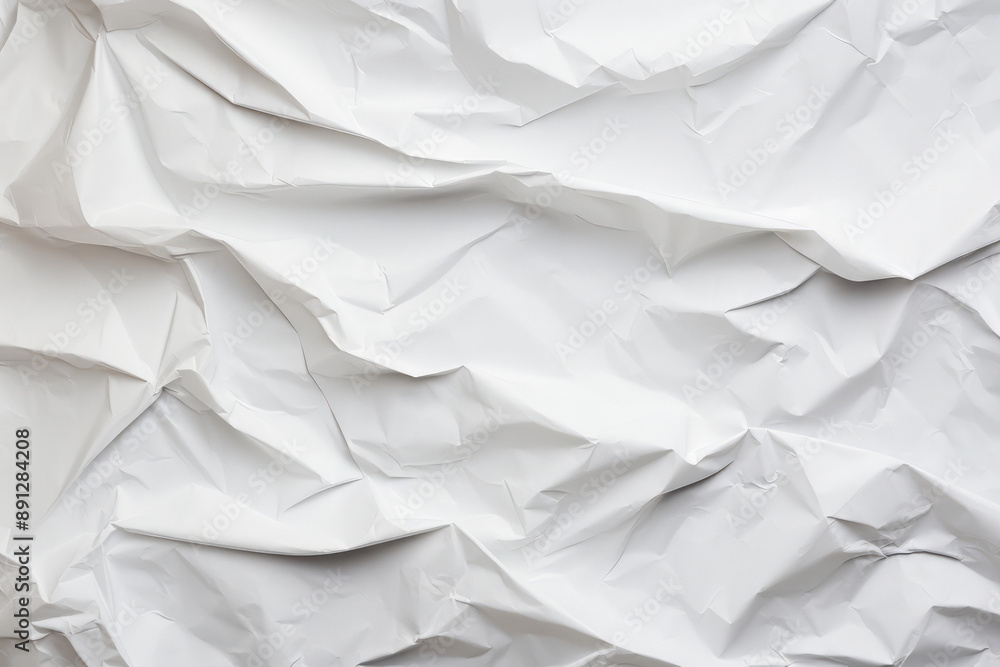 Processed collage of crumpled white paper sheet texture. Background for banner, backdrop or texture