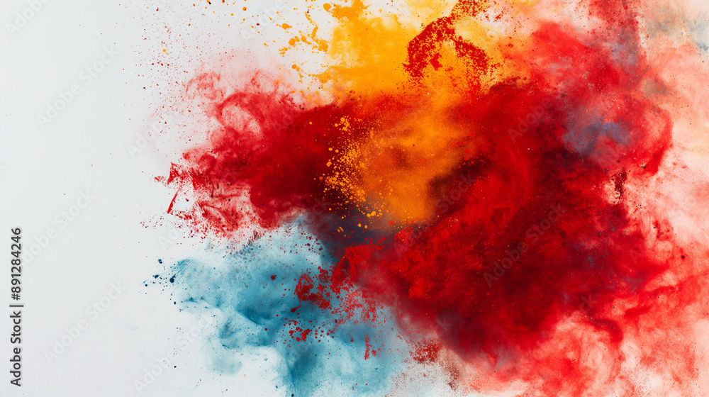 A vibrant and dynamic abstract art piece featuring splashes of red, blue, and yellow paint on a plain canvas, showcasing creative expression and artistic flair. A vibrant and dynamic abstract art piece featuring splashes of red, blue, and yellow paint on a plain canvas, showcasing creative expression and artistic flair.
