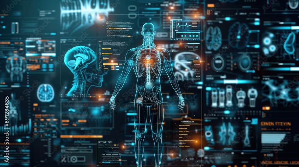 Digital Human Anatomy Scan Futuristic Medical Technology Digital Human Anatomy Scan Futuristic Medical Technology