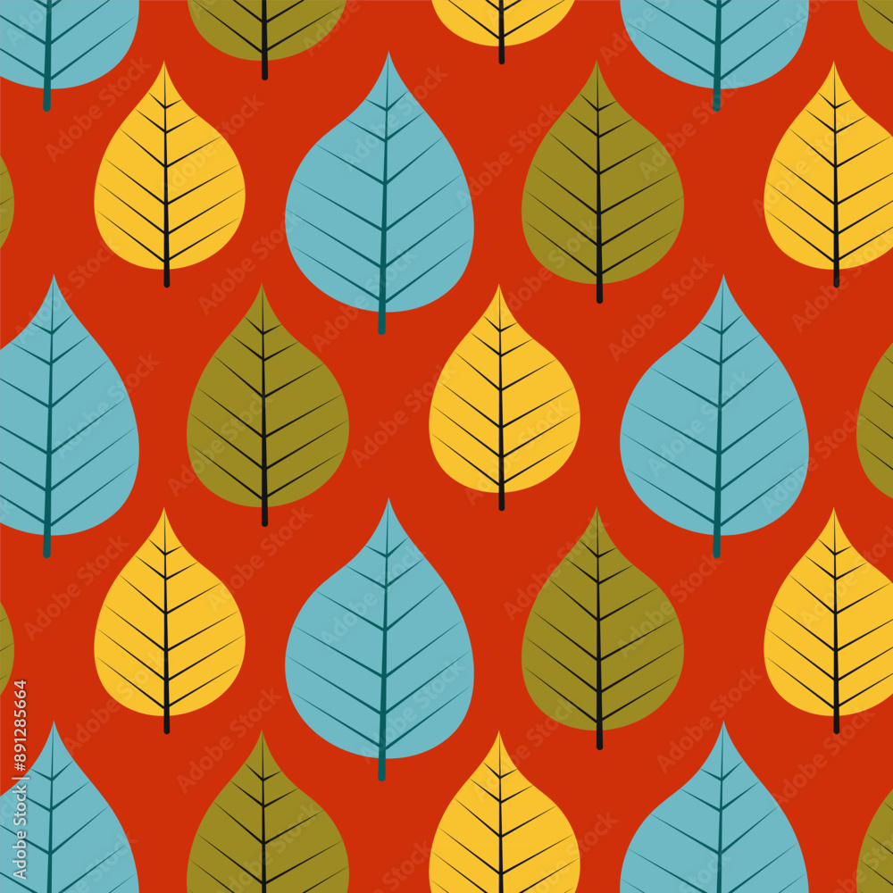 Obraz premium Seamless pattern, botanical background of autumn leaves in traditional colors can be used notebook cover, fabric, clothing, etc.