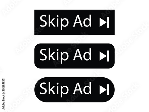 set of skip ad icons vector