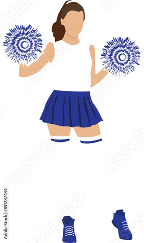cheerleader clipart or vector illustration isolted on white background.