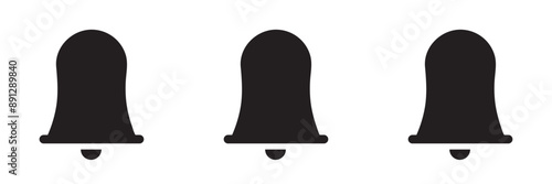 Notification bell icon. Alarm symbol. Notice message. Set of ringing bells with new notification. Vector illustration.