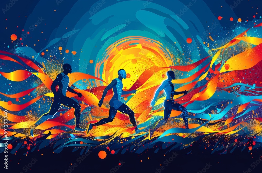 Naklejka premium Summer games abstract colorful pattern