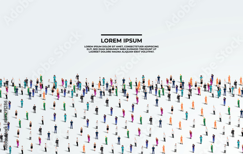 A large group of workers on white background with text space. Labour people crowd seamless background. Labor day concept. Vector illustration