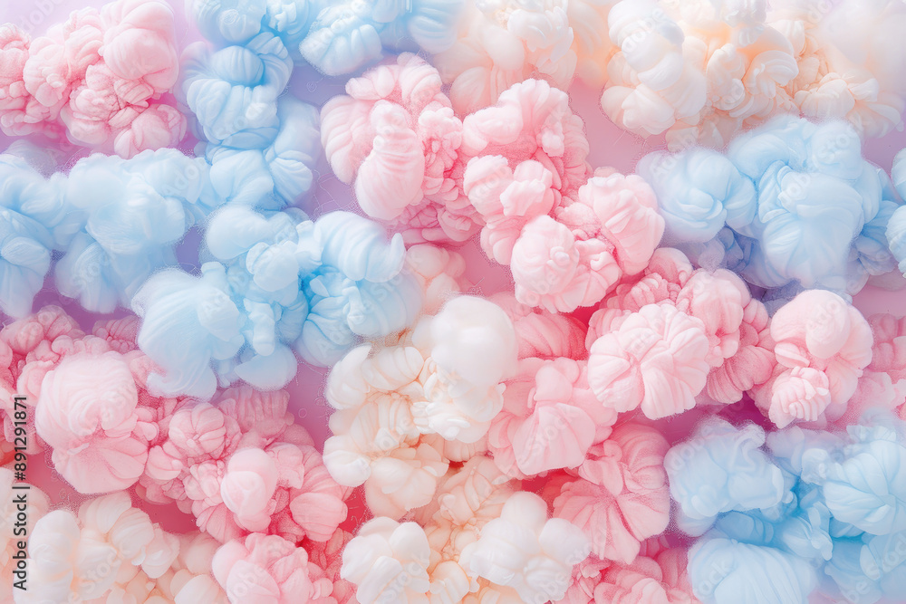 Obraz premium Pastel cotton balls look like fluffy clouds whimsical and lighthearted vibe