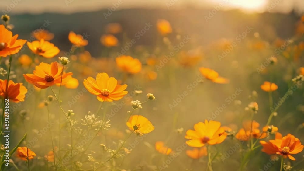 Orange Flowers Gently Swaying in the Wind Orange Flowers Gently Swaying in the Wind