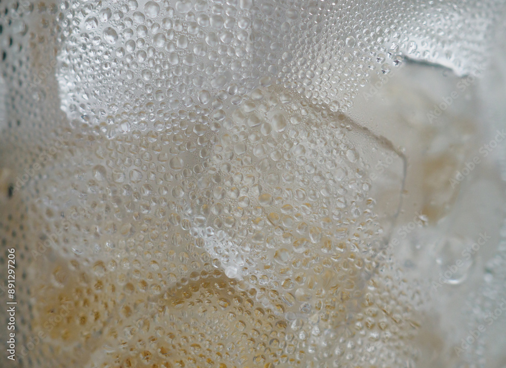 Ice in a plastic cup, tea drink Ice in a plastic cup, tea drink
