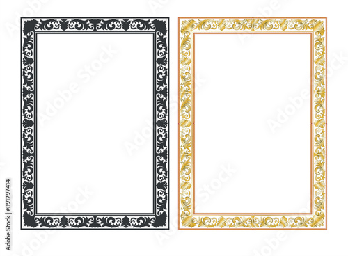 Decorative frames. Retro ornamental frame, vintage rectangle ornaments and ornate border. Decorative wedding frames, antique museum picture borders