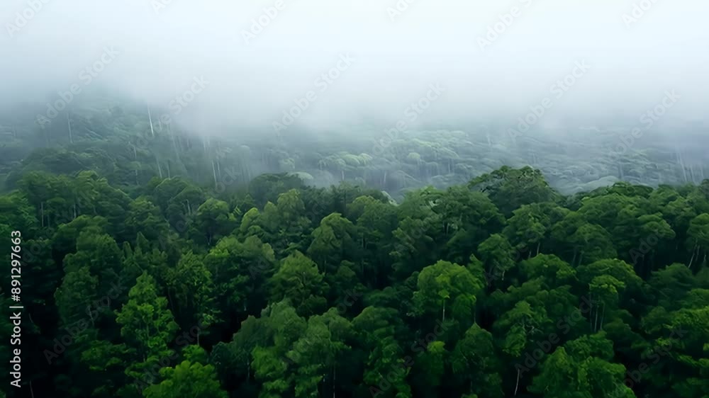Aerial View of Foggy Rainforest in the Morning Aerial View of Foggy Rainforest in the Morning