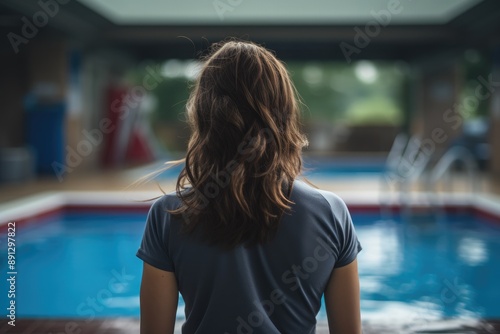 Confident Swimmer in Competitive Swimming Gear