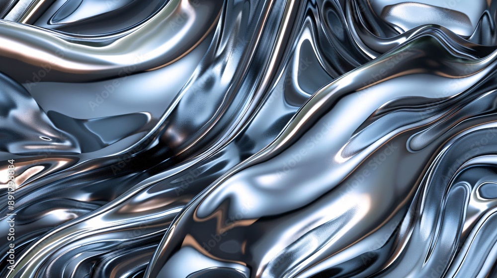 An abstract chrome texture with swirling patterns and reflective highlights, capturing the essence of sleek, shiny metal surfaces in a visually appealing composition An abstract chrome texture with swirling patterns and reflective highlights, capturing the essence of sleek, shiny metal surfaces in a visually appealing composition