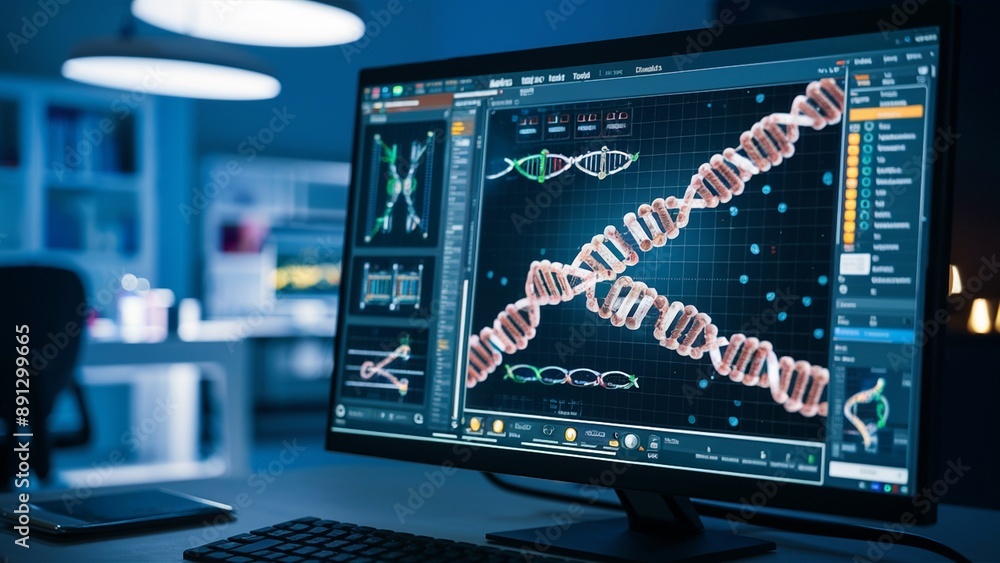 Fototapeta premium Gene Editing Simulation Software in Action