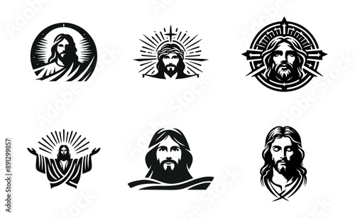 jesus logo icon illustration black white template