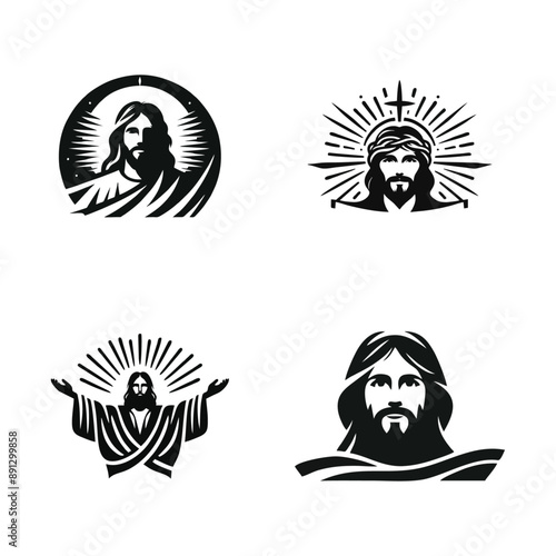 jesus logo icon illustration black white template