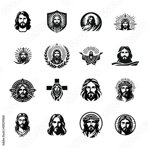 jesus logo icon illustration black white template