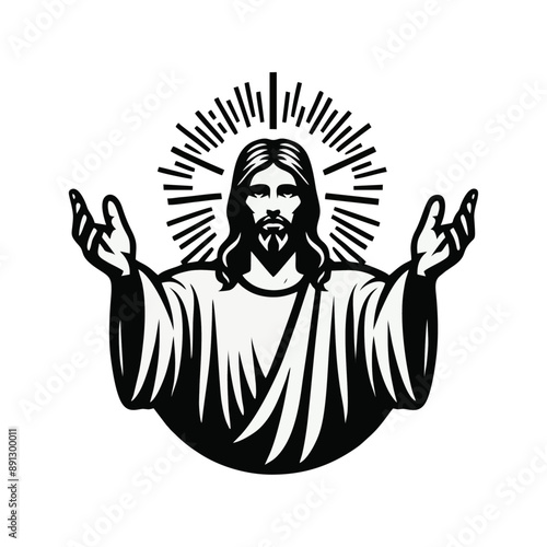 jesus logo icon illustration black white template
