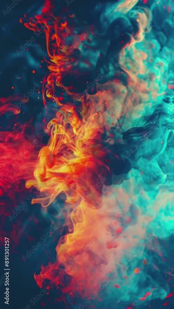 Abstract Swirls of Red, Orange, and Blue Ink. Abstract Swirls of Red, Orange, and Blue Ink.