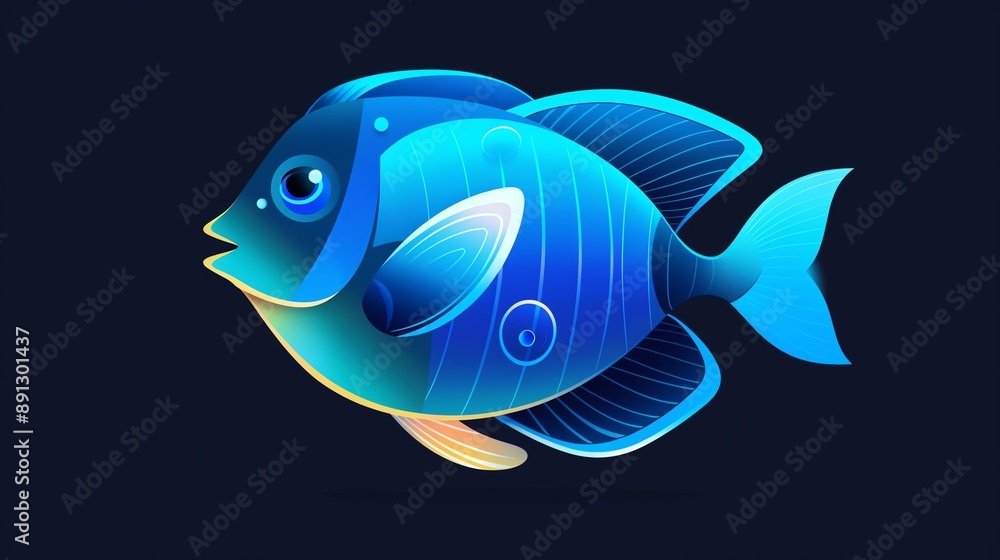 Colorful digital illustration of a vibrant blue fish with abstract details, set against a dark background. Colorful digital illustration of a vibrant blue fish with abstract details, set against a dark background.