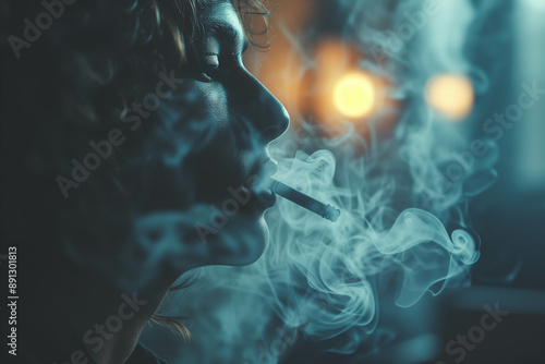 Smoke and Shadows: A solitary figure, shrouded in a veil of smoke, exudes an air of mystery and contemplation in this moody, atmospheric image. The soft, ethereal light casts a haunting glow, leaving 