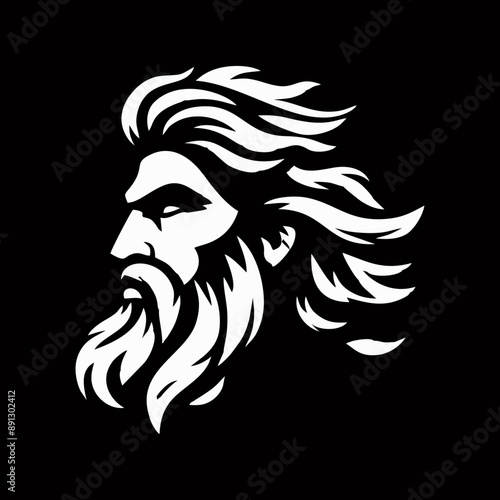 Zeus old man beard logo icon design illustration