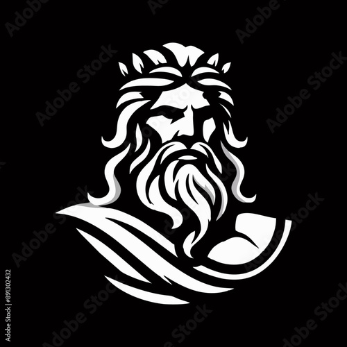 Zeus old man beard logo icon design illustration