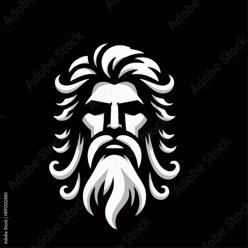 Zeus old man beard logo icon design illustration