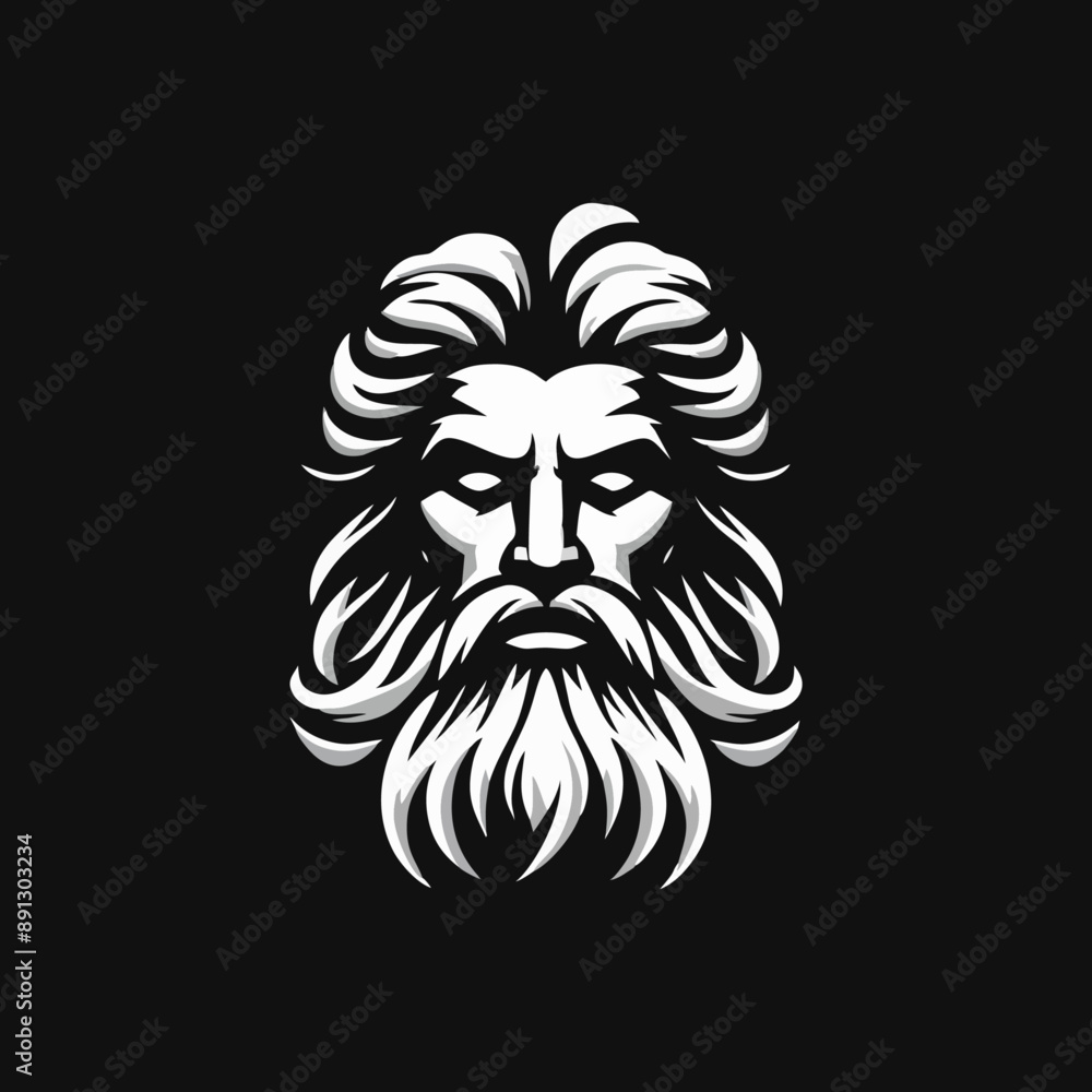 Zeus old man beard logo icon design illustration Zeus old man beard logo icon design illustration