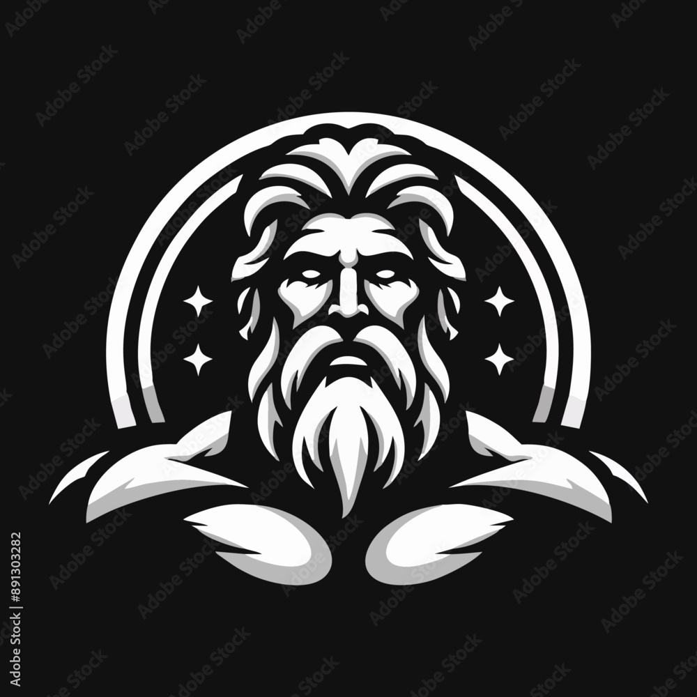 Fototapeta premium Zeus old man beard logo icon design illustration