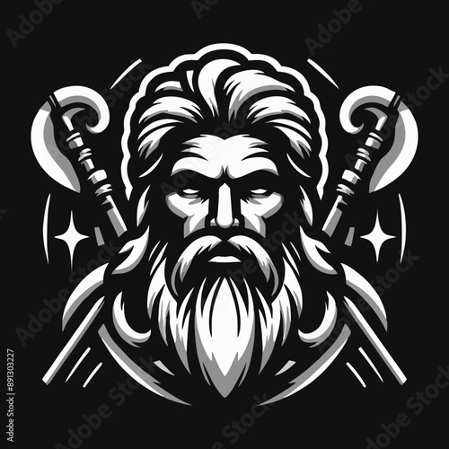 Zeus old man beard logo icon design illustration