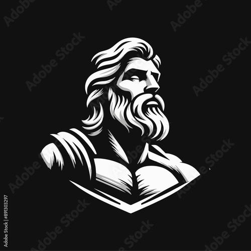 Zeus old man beard logo icon design illustration