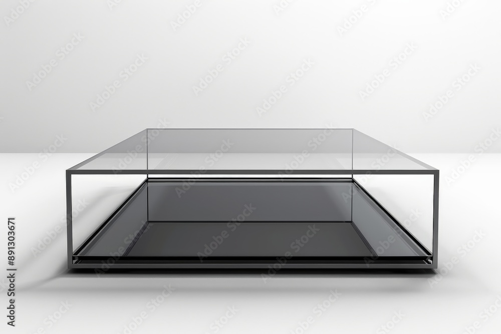 Modern glass and metal coffee table on white background Modern glass and metal coffee table on white background