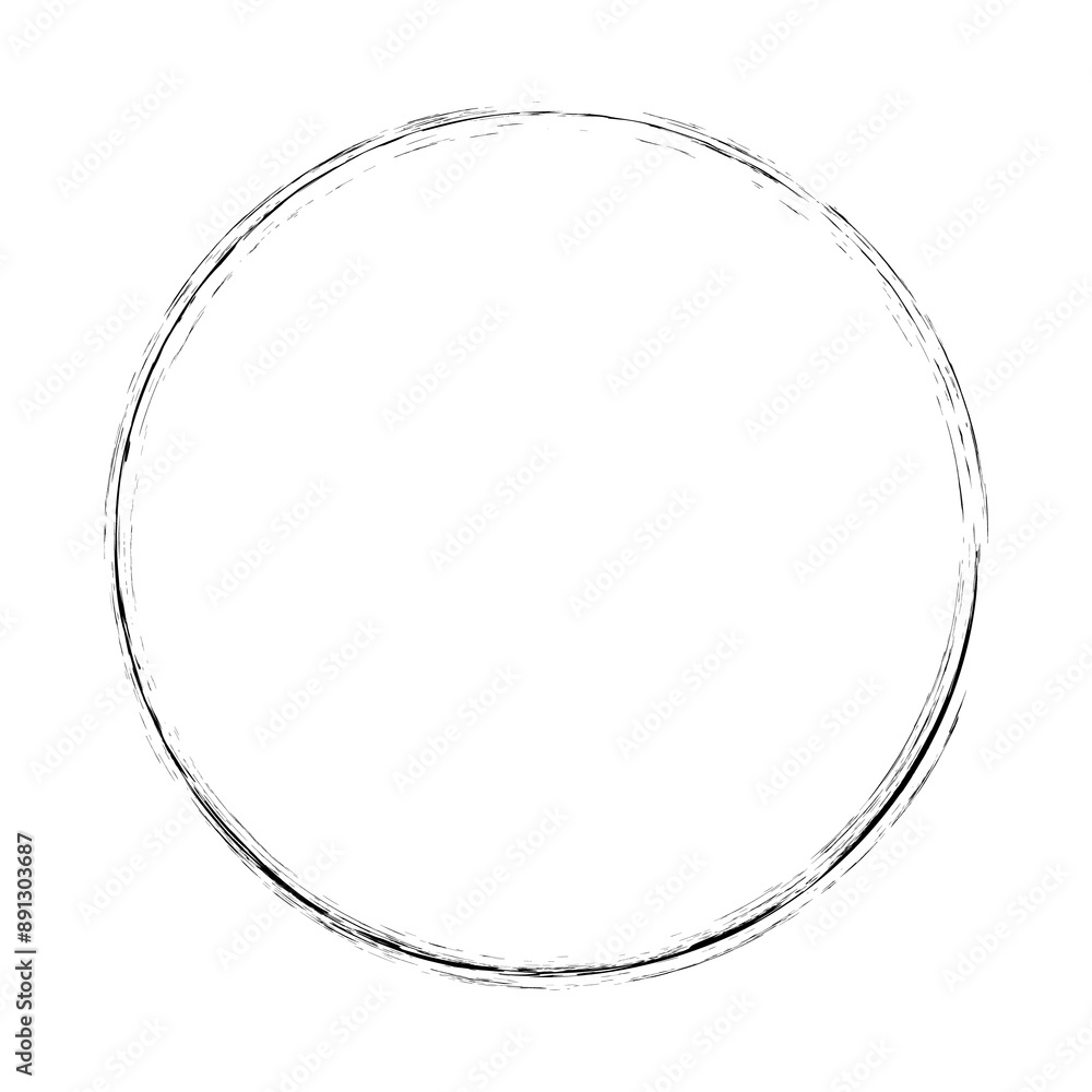 Grunge circle frame. Grunge circle drawn with brush strokes. Circle drawn in ink. Grunge frame contains stains, scratches, cracks, unevenness and other elements that create a worn effect. Grunge circle frame. Grunge circle drawn with brush strokes. Circle drawn in ink. Grunge frame contains stains, scratches, cracks, unevenness and other elements that create a worn effect.