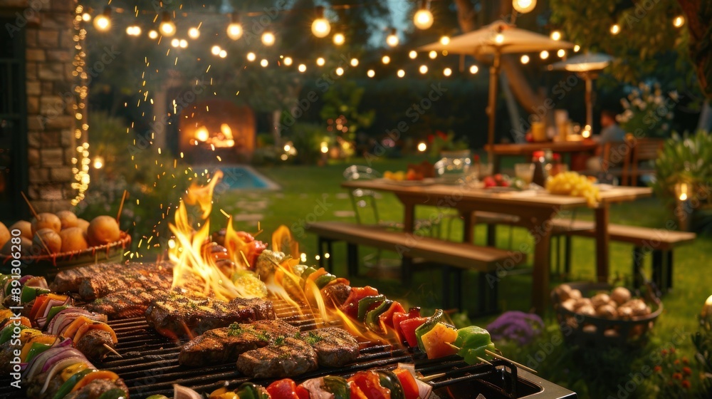 Grilling Under the Stars in a Backyard Setting Grilling Under the Stars in a Backyard Setting