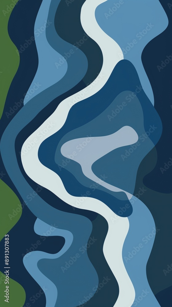 Abstract River Flow in Blue and Green Tones Abstract River Flow in Blue and Green Tones