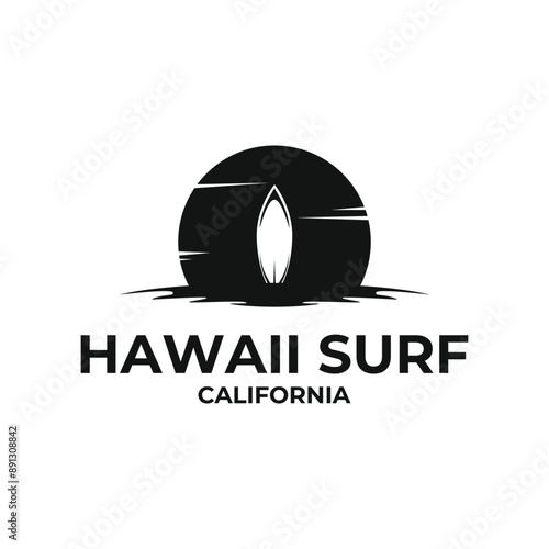 hawaii surf logo design concept vintage style