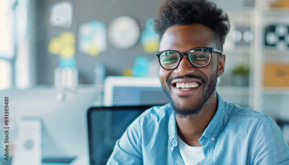 Joyful Office Worker Celebrating Success at Modern Sunlit Desk Joyful Office Worker Celebrating Success at Modern Sunlit Desk