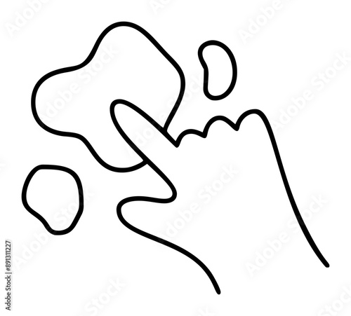 Vector doodle clay or plasticine and hand of kid. Line art illustration element icon creative time with children. for coloring book, web design. Isolated on white background