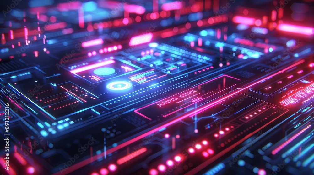Digital textbook on a modern tablet, with neon graphics and a futuristic environment Generative AI Digital textbook on a modern tablet, with neon graphics and a futuristic environment Generative AI