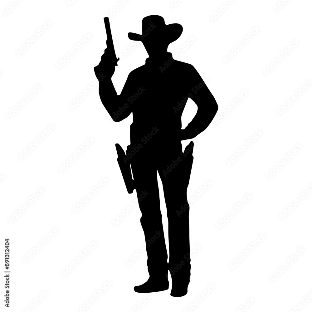 Silhouette cowboy with a gun. Vector Silhouette cowboy with a gun. Vector