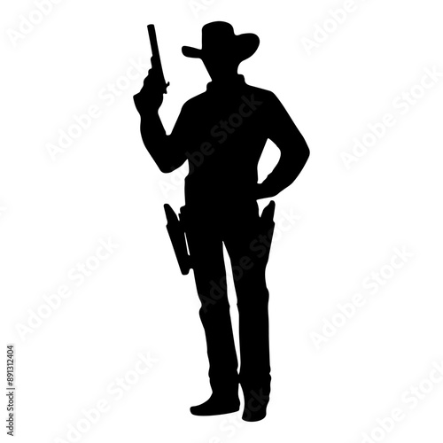Silhouette cowboy with a gun. Vector