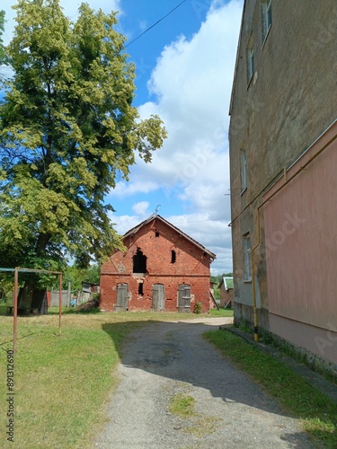 ruins of an ancient German barn in East Prussia