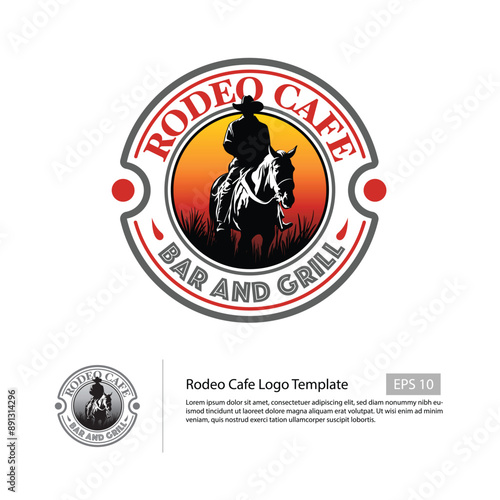 Rodeo Cafe with a western style and rodeo silhouette.