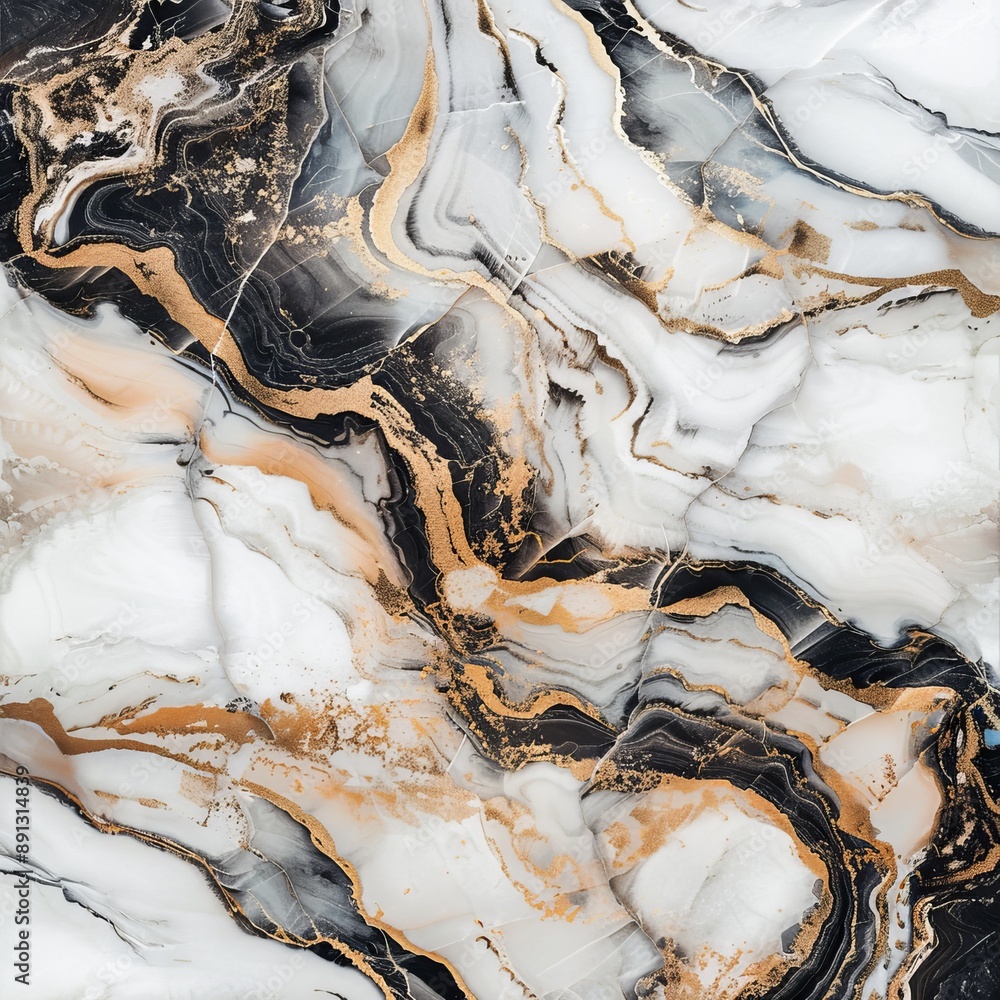 Abstract Marble Texture with Gold Veins