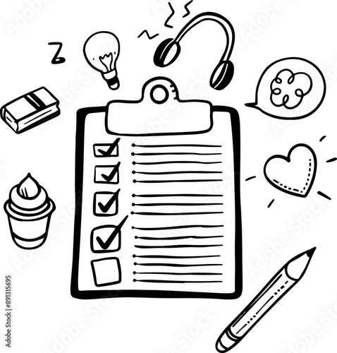 Bucket list outline illustration